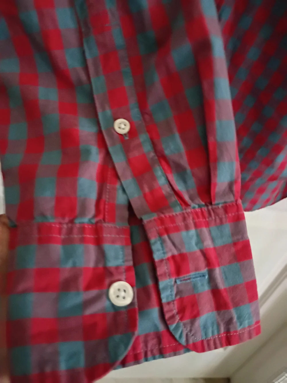 J. Crew Slim-Fit Button-Down Shirt in Red and Teal Check
